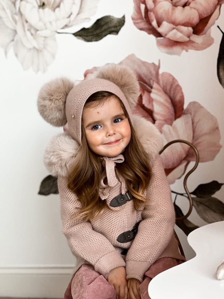 Petite Maison Kids Honeycomb Dusty Pink Cashmere Bonnet main image 1