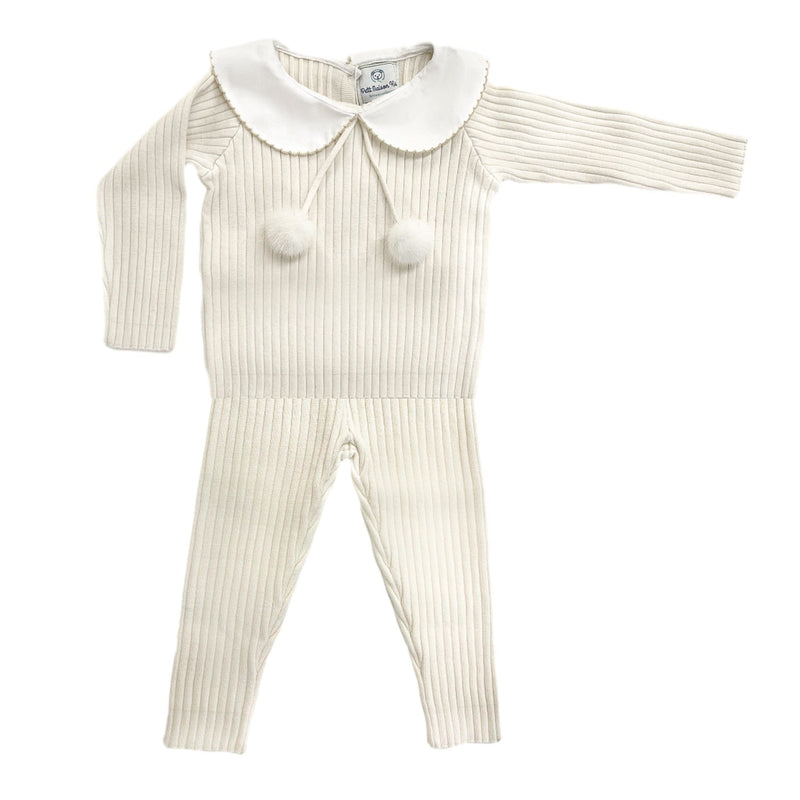 Ruby Ribbed Angora Cream Two Piece Set