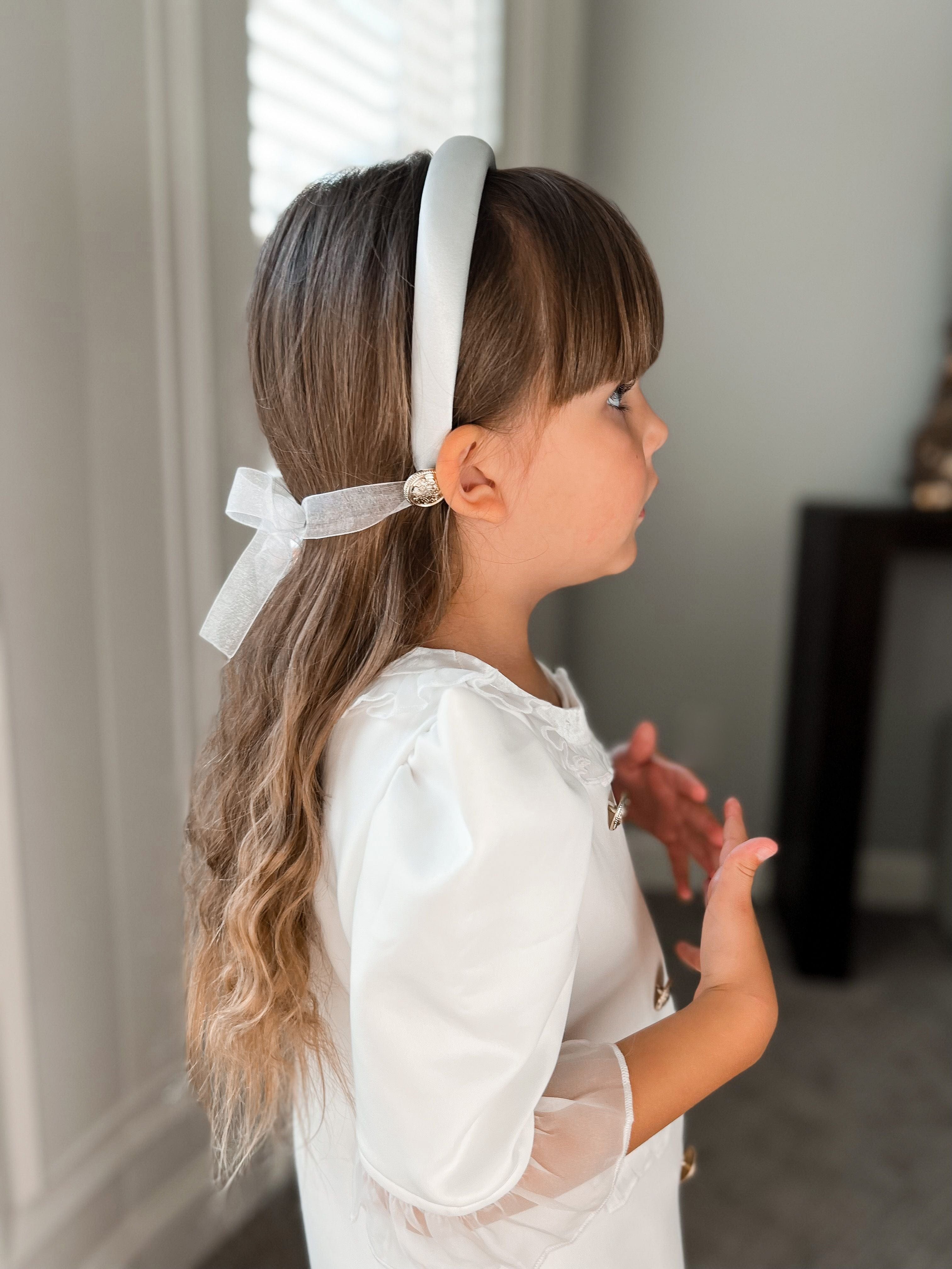 White Satin Headband - Petite Maison Kids