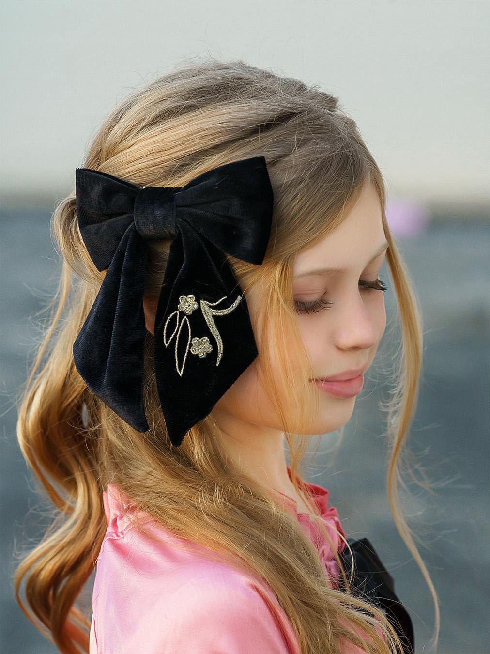Aurora Black Velvet Hair Bow