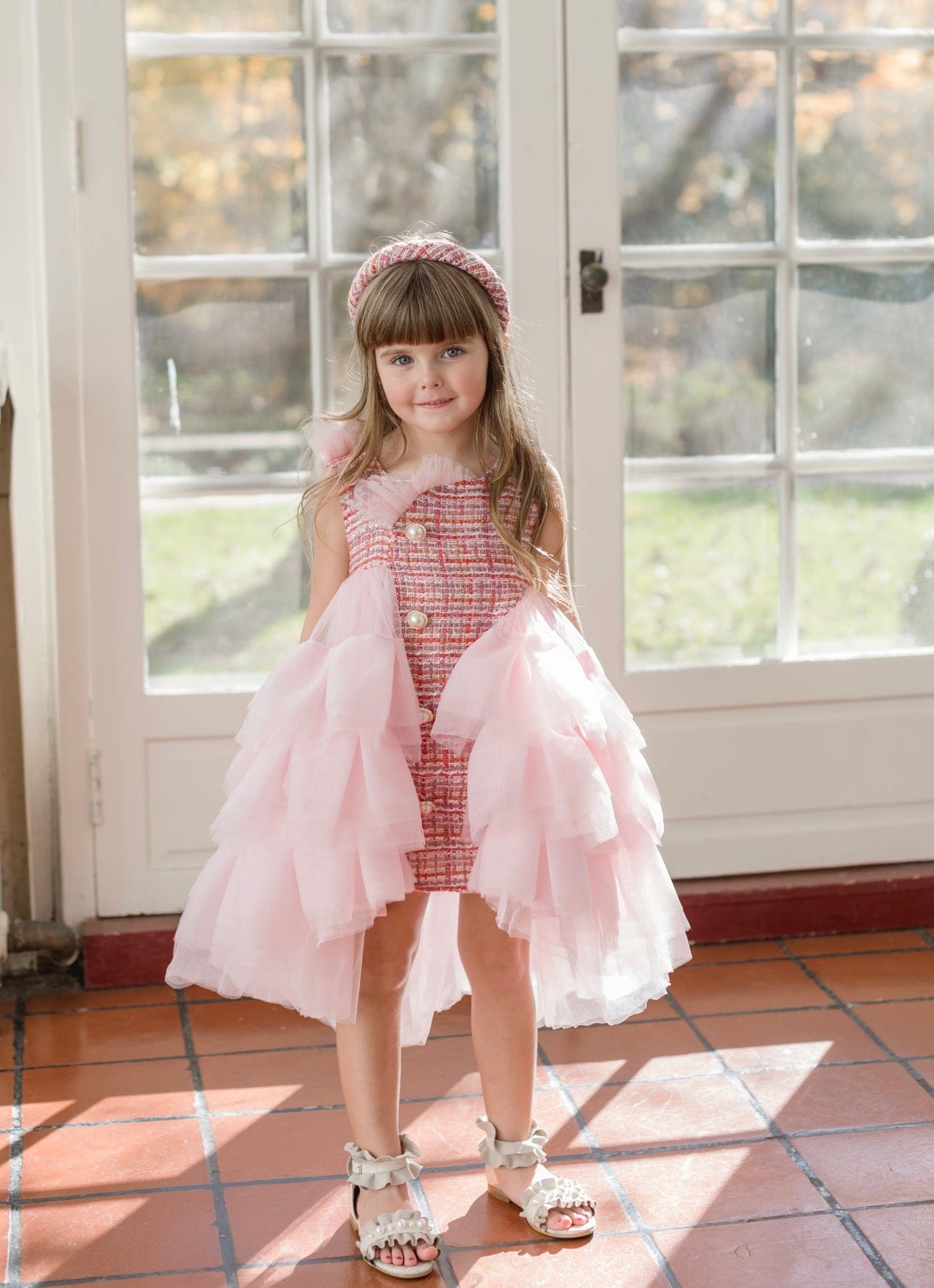 pink tweed dress