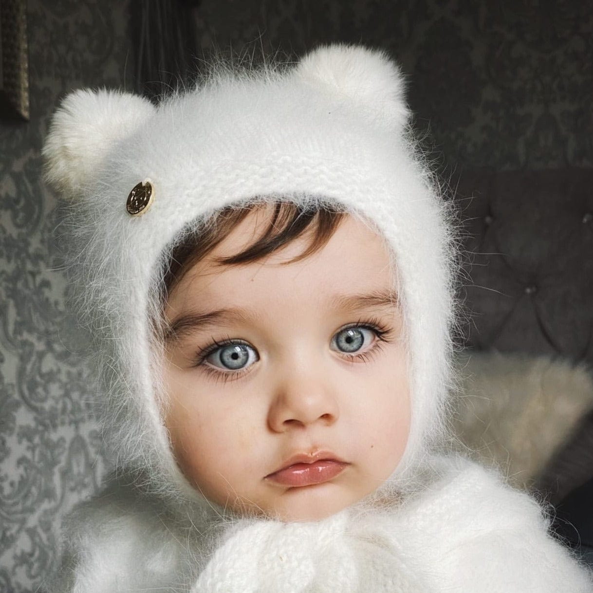 White Cashmere Teddy Hat - Petite Maison Kids