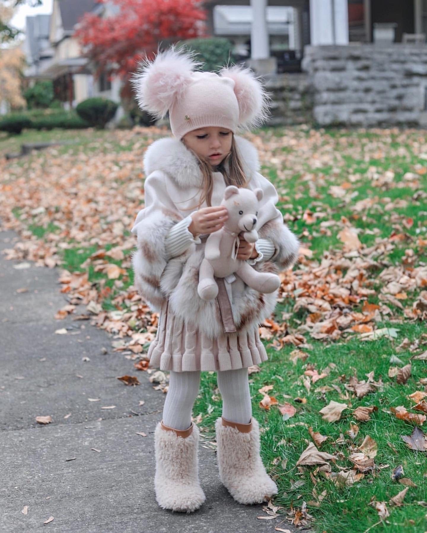 Angora Wool Double Pom Hat - Petit Maison Kids