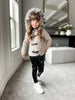 Honeycomb Beige Cashmere Pram Coat with Animal Print Trim - Petite Maison Kids
