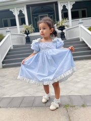 Charlotte Baby Blue Linen Dress - Petite Maison Kids