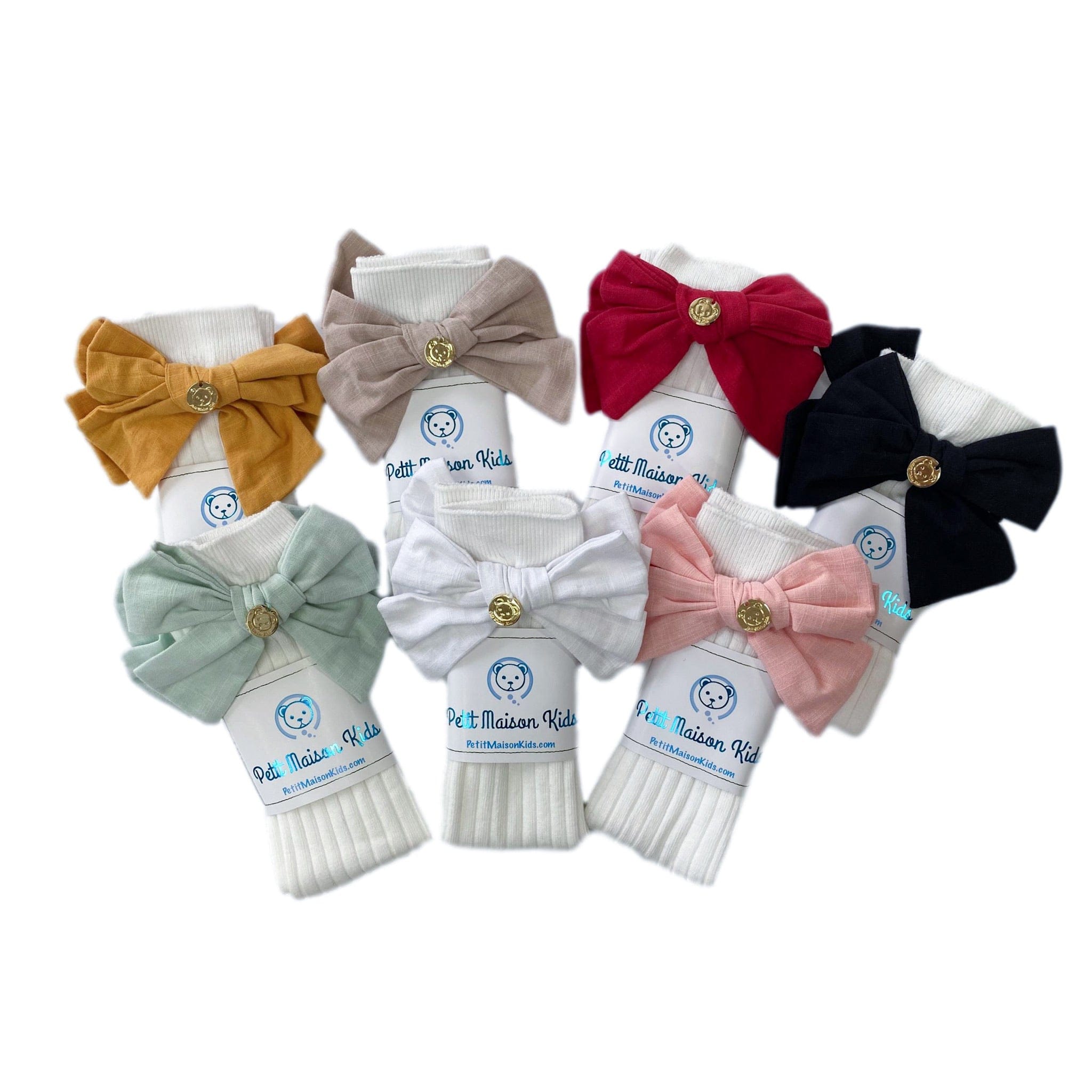 Emma Linen Bow Socks - Petit Maison Kids