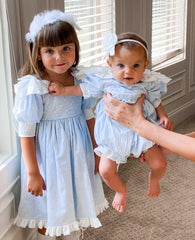 Charlotte Baby Blue Linen Dress - Petite Maison Kids