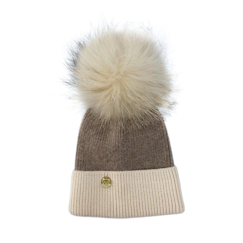 Two Toned Angora Hat Brown with Beige