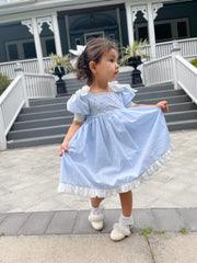 Charlotte Baby Blue Linen Dress - Petite Maison Kids