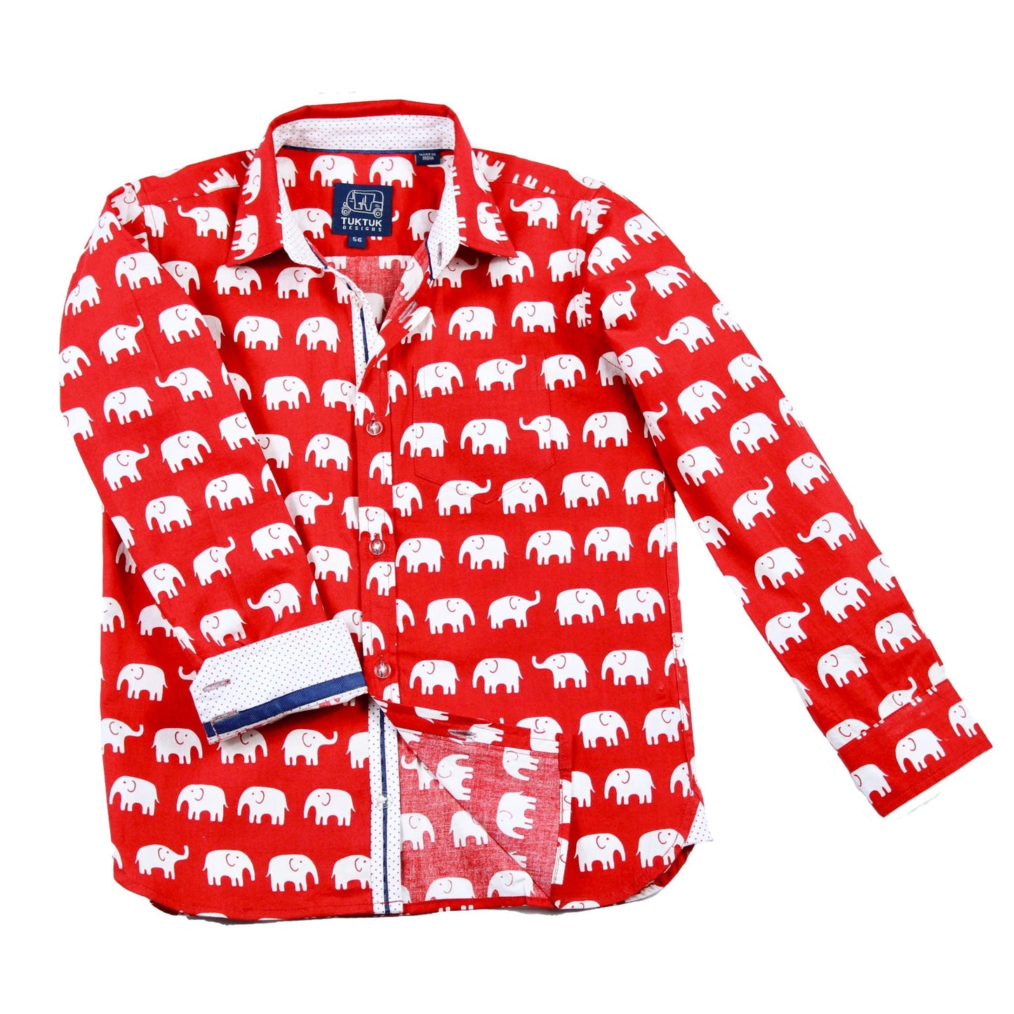 Red Elephant Dress Shirt - Petit Maison Kids